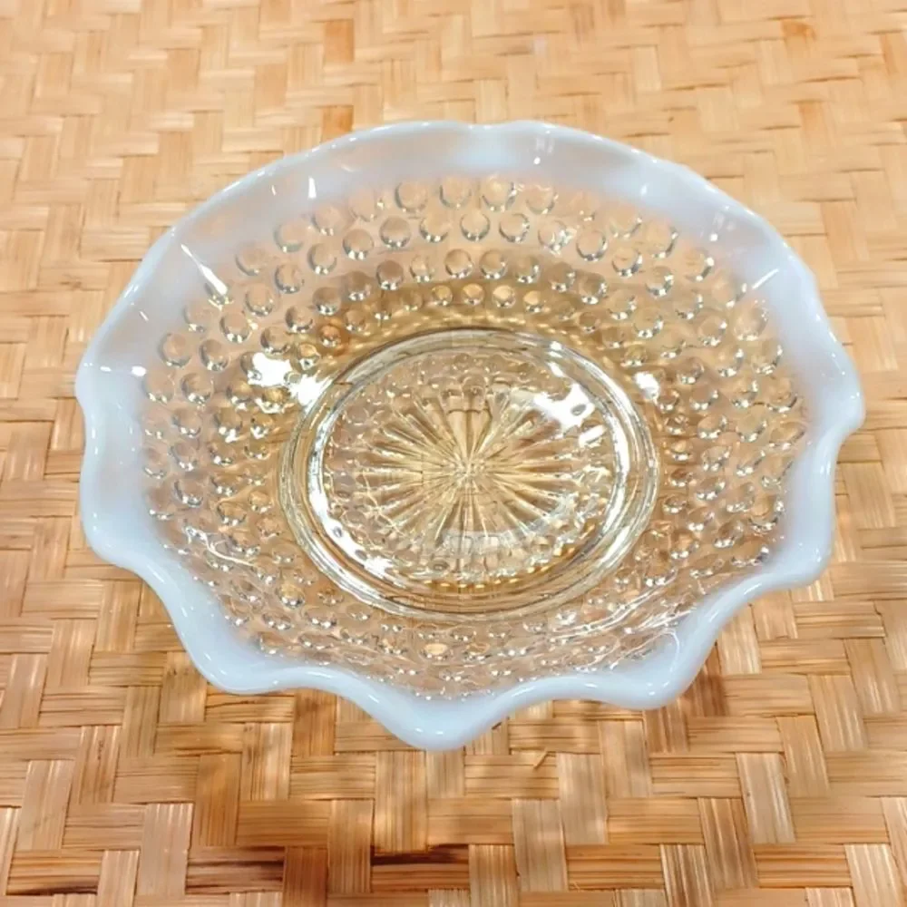 Anchor Hocking Opalescent Moonstone Hobnail Bowl 6 Inch